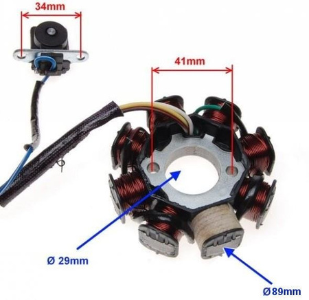 Stator iskrownik 8 cewek skuter 125 Gy6-125