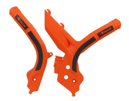 Osłony ramy (komplet) bi-material super grip ktm sx 125/150/250 '19-21, sxf 250/350/450 '19-21, sxf 450 '18-21, exc/excf 150/250/350/450 '20-21 kolor pomarańczowy czarny