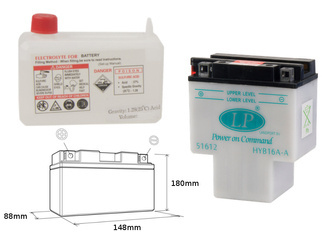 Landport akumulator hyb16a-a 12v 16ah 151x91x182 obsługowy - elektrolit osobno (2) ue2019/1148