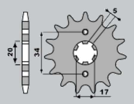 Zębatka przednia 2037 17 honda cbr 125 '04-'14, cbf 125 '09-'14 (jtf1264.17)