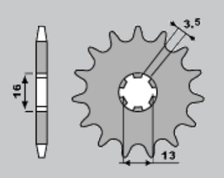 Zębatka przednia 428 14 suzuki dr-z 70 '08-'18, dr-z 50 '19-'21, ts/gt 80 '81-'82, jr/ds 80 '82-'04