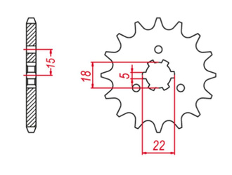 Zębatka przednia 423 15 kawasaki kx 125 '94-'08 (+2) (jtf1445.15)