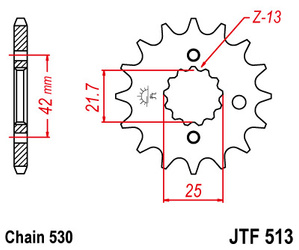 Zębatka przednia 566 13 (łańc. 530) - patrz 51313(jtf513.13)