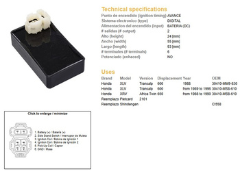 Dze moduł zapłonu cdi honda xl 600 v transalp (89-99), xrv 650 africa twin (88-00) (30410-ms8-610)