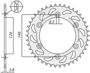 Zębatka tylna 808 44 suzuki rm/rmz (jtr808.44) (łańc. 520) (80844jt)