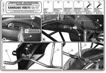stelaż kufrów bocznych monokey kawasaki versys 650 (06-09) - również pod kufry monokey retro-fit k-venture alu oraz k'mission alu