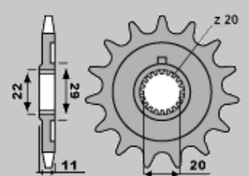 Zębatka przednia 2275 14 sherco 125 se-r '18-21, 250 se f/se f-r '14-20, 300 se f '14-20 (łańc. 520)