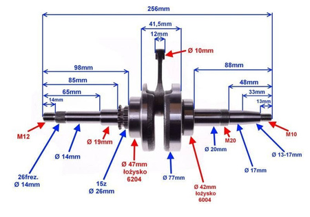Wał korbowy Sym Orbit Ii Peugeot Vivacity 3