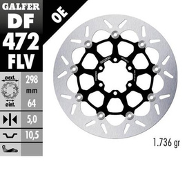 TARCZA HAMULCOWA PRZÓD / TYŁ APRILIA; CAGIVA; INDIAN; MOTO MORINI; VICTORY; YAMAHA (298X64X5) (FLOATING) (PATRZ OPIS)