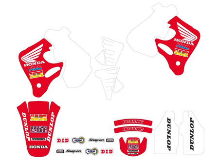 Komplet naklejek (oklein) honda cr 125 '93-'94, cr 250 '92-'94, replica team honda '92 kolor czerwony/biały