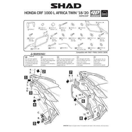 Stelaż do kufrów bocznych Shad 4P Terra do Honda Africa Twin CRF1000L