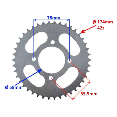 Zębatka tył 42Z 428 do Suzuki Gn125