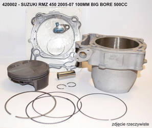Vertex cylinder kompletny suzuki rmz 450 '05-'07 100mm big bore 500ccm (+4,50mm) - (tłok 3200450) w roczniku 2005 wymagana modyfikacja karterów - promocja