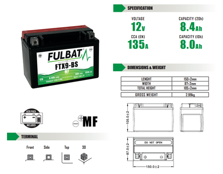 Akumulator Bezobsługowy Fulbat Ftx9-Bs