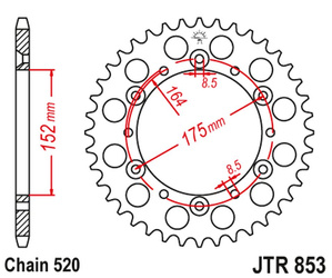 Zębatka tylna 856 41 aluminiowa racelite yamaha yz/yzf '88-'98 (85641jta) (łańc. 520) kolor czarny