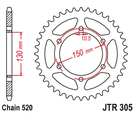 zębatka tylna 236 46 honda nx 650 '95-'01, yamaha xj 6 '09-'15 (23646jtzbk) (łańc. 520) - patrz również 430946 (23646jtzbk) kolor czarny