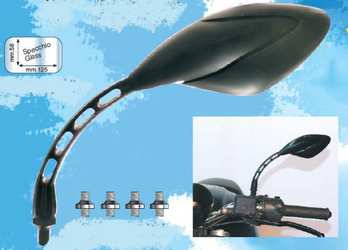 Lusterko uniwersalne lewe kolor czarny (w komplecie 4 szt. adapterów)