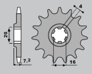 ZĘBATKA PRZEDNIA 413 14 SUZUKI RMX 50 '97-'03, T50W '83-'93, TSX 50 '84-'00 (JTF413.14)