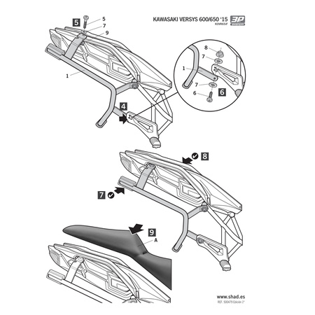 Stelaż do kufrów bocznych Shad 3P do Kawasaki Versys 650
