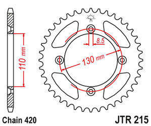 Zębatka tylna 4306 50 aluminiowa racelite honda cr 80/85 (430650jta) (łańc. 420) kolor czarny