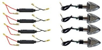 KIERUNKOWSKAZY LED CHROM MOTOCYKLOWE Z OPORNIKAMI HOMOLOGACJA E8