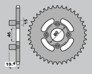 Zębatka tylna 319 46 aprilia et 50 82-85 (319-46) (łańc.415)