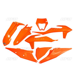 Komplet plastików ktm exc 125 '20-'21, exc/excf(exc-f) 150/250/300/350/450/500 '20-2023 z osłoną lampy kolor pomarańczowy (kt527e127)