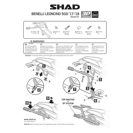 Stelaż do kufrów bocznych Shad 3P do Benelli Leoncino 502i