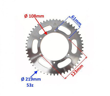 Zębatka tylna 53z 420H do motocykla Derbi Senda wersja B