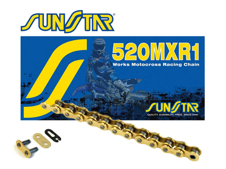 Łańcuch  520mxr1-120g motocross do 500 ccm, kolor złoty (39,9kn) (520ert3) otwarty + zapinka