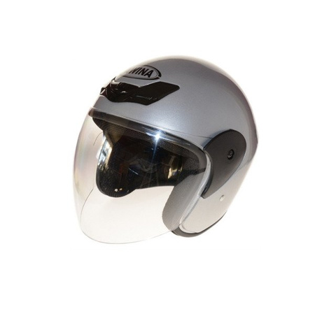 Kask otwarty na skuter motocykl srebrny L