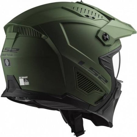 Kask modułowy LS2 OF606 Drifter Solid Matt Mili Green z odpinaną maską