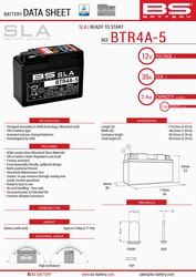 Bs akumulator btr4a-5 (fa ) (ytr4a-bs) 12v 2,3ah 113x48x85x bezobsługowy - zalany (35a)