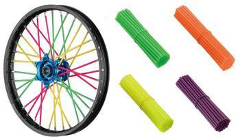 nakładki na szprychy kolor zółty - komplet na dwa koła (2 x 38 sztuk)