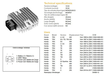 Dze regulator napięcia honda trx400 ex sportrax 99-09, trx250 recon 97-11, sportrax 01-08 (esr585)