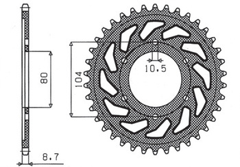 Zębatka tylna 488 41 kawasaki zx9r 98-01 (jtr488.41) (łańc. 530) (48841jt)