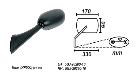 Lusterko yamaha tmax xp500 2004-06 lewe power force lutfy-230-l