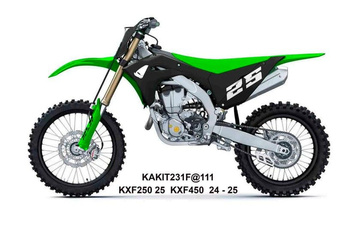 KOMPLET PLASTIKÓW (FULL KIT) Z OSŁONAMI TELESKOPÓW (AMORTYZATORÓW) KAWASAKI KXF 250 '25, KXF 450'24-'26, KX 450X '24-'26 KOLORR CZARNY / ZIELONY