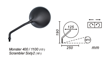 Lusterko Lewe Ducati Monster 400/1100 2015-… Power Force