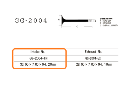 zawór ssący yamaha xj 650 80-84, xj650 80-84, xj 750 '82-85' (33,0x7,00x94,20) (oem: 16g-12111-00,4h7-12111-00) (1szt.) (made in japan)