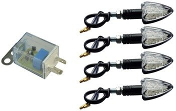 KIERUNKOWSKAZY LED STRZAŁKA BIAŁE SZKŁO 4 SZT + PRZERYWACZ