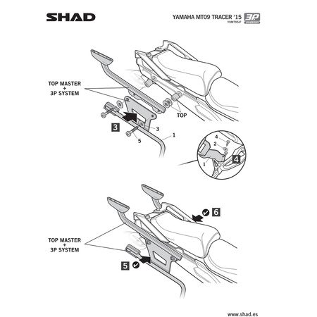 Stelaż do kufrów bocznych Shad 3P do Yamaha MT 09 Tracer