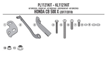 adapter do zamontowania stelaża bocznego kl1121, klx1121 honda cb 500x w rocznikach (17-18)