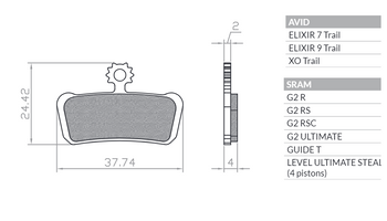 BIKE KLOCKI HAMULCOWE ROWEROWE SINTER SPIEKANE METALICZNE MTB / SZOSA / ELEKTRYK PASUJE DO AVID XO TRAIL, ELIXIR 9 TRAIL, ELEXIR 7 TRAIL, SRAM QUIDE ULTIMATE, RSC, RS, R, T