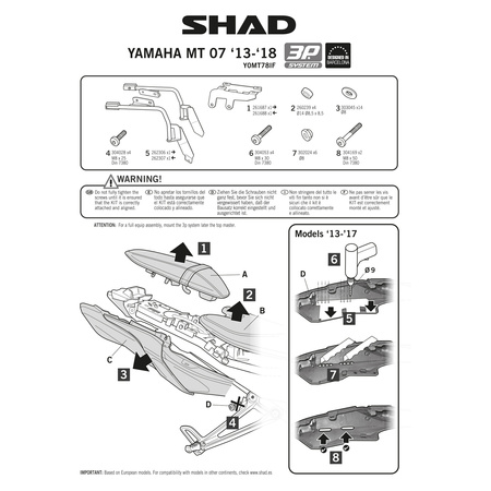 Stelaż do kufrów bocznych Shad 3P do Yamaha MT 07