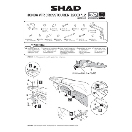 Stelaż do kufrów bocznych Shad 3P do Honda Crosstourer