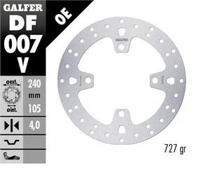 TARCZA HAMULCOWA TYŁ HONDA XL 600/650/700V TRANSALP '91-'07; CB 500 '97-'05; CB750 '92-'02; CB 900 HORNET '02-'07; BUELL '93-'10 (240X105,5X4MM)