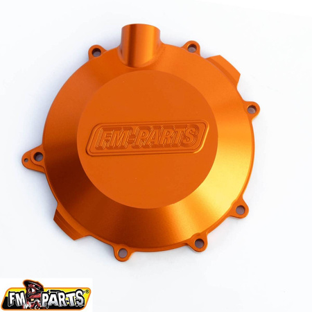 Fm-parts pokrywa sprzegła (dekiel) wzmacniana cnc 6082 aluminium (większa pojemność oleju) ktm/husqvarna/gas gas 250/300 `17-22  kolor pomarańczowy