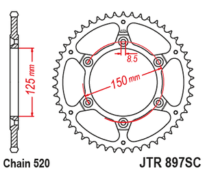 Zębatka tylna 899 52 ktm sx/exc ultralight samooczyszczająca (89952jtsc) (łańc. 520)