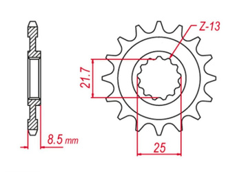 Zębatka przednia 2137 17 kawasaki zx -r '02-'03 (+1), z 1000 '03-'06 (+1), zx-10r '04-'20, zx-10rr '17-'19, klv 1000 '04-'06 (jtf1537.17)